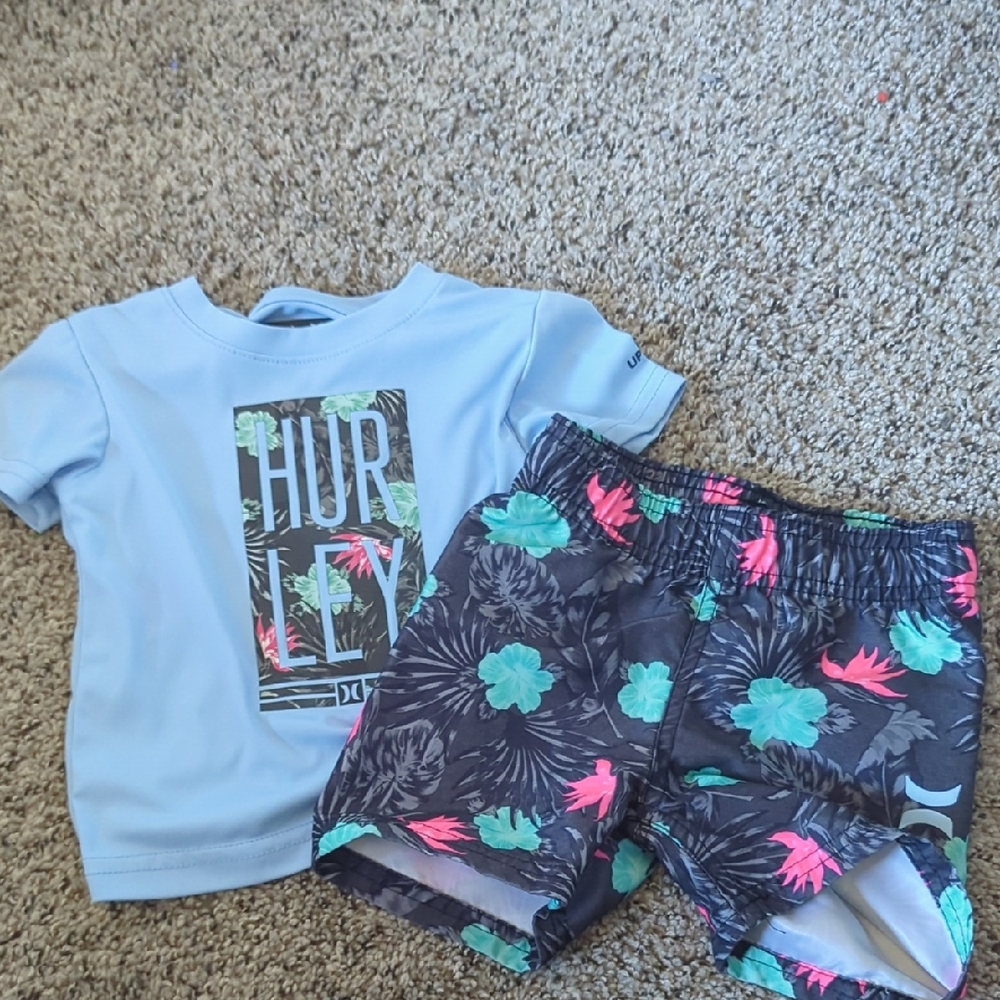 Hurley Kids Rashguard Set - Light Blue and Dark Gray